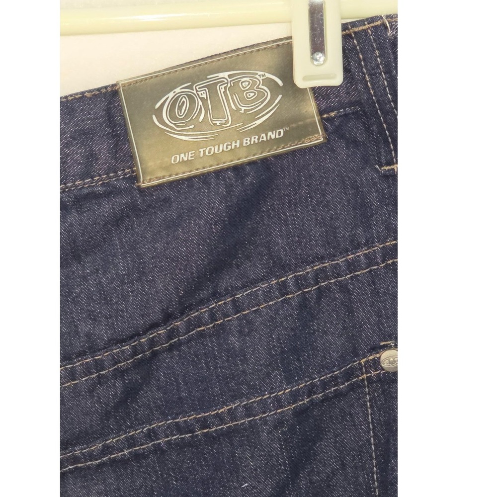 OTB One Tough Brand Mens Dark Wash Straight Leg Denim Jeans Indigo Blue - Picture 6 of 6